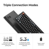 Keychron v6 ultra 8k wireless custom mechanical keyboard (zwart, us lay-out (qwerty), silk pom banana, 100%, rgb, hot swap, 2.4 ghz | bluetooth 5.3 | usb-c)