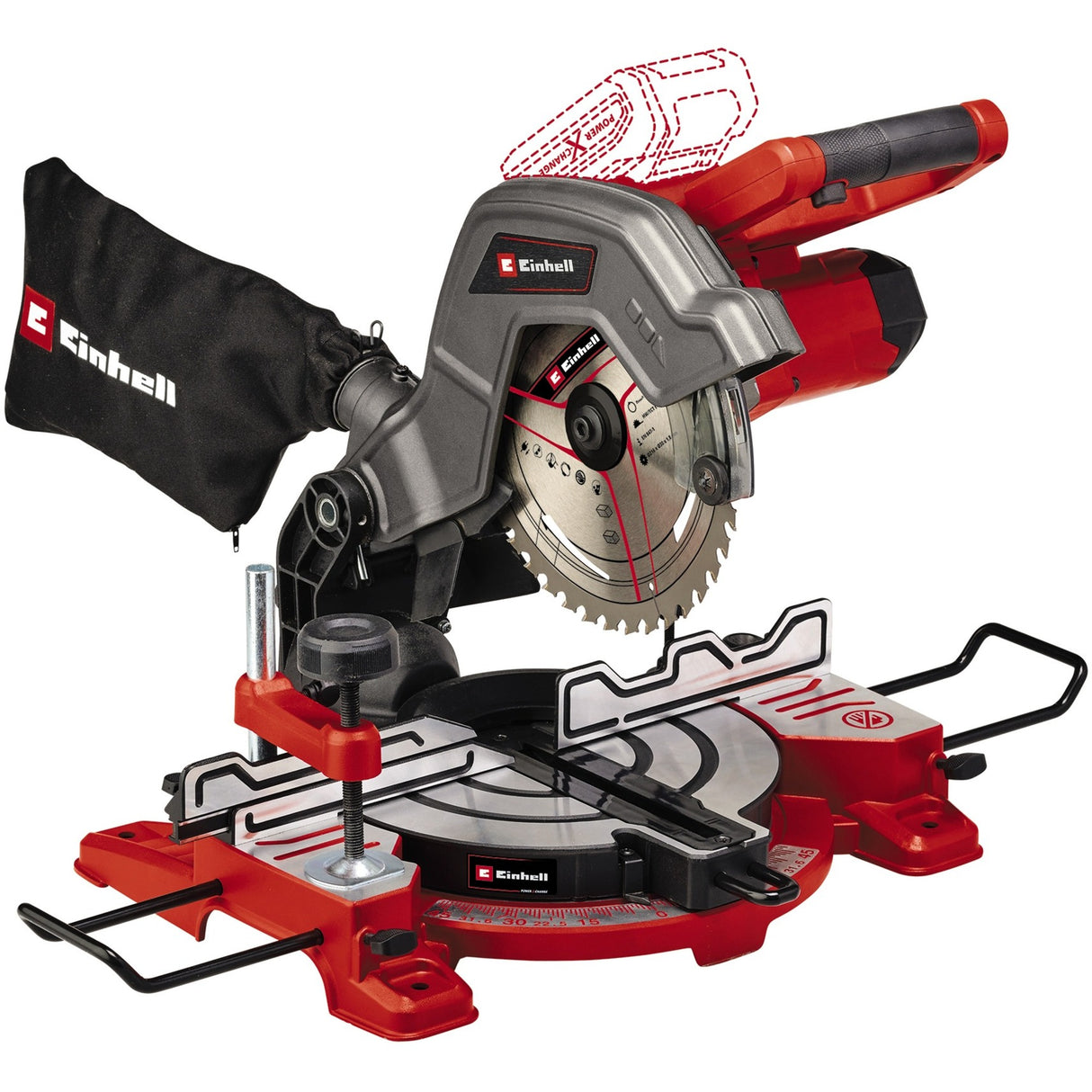 Einhell te-ms 18 8 li-solo accu afkort- verstekzaag afkort- en verstekzaag (rood, accu en oplader niet inbegrepen)