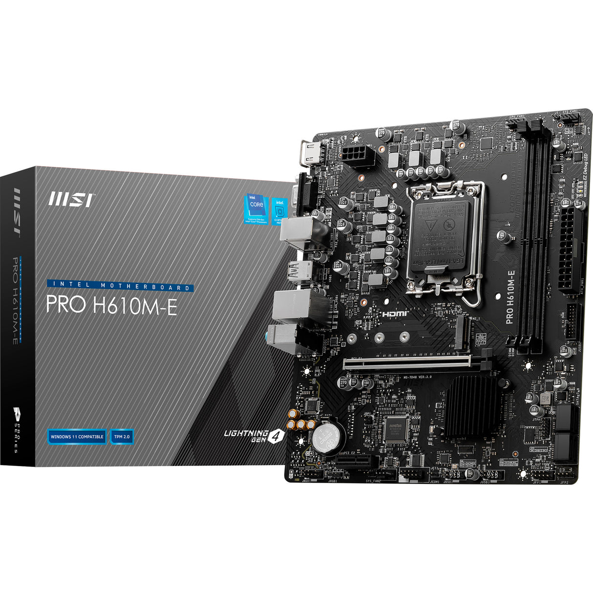 Máthairchlár MSI Pro H610M-E Soicéad 1700 (GB-LAN, Fuaim, µATX)