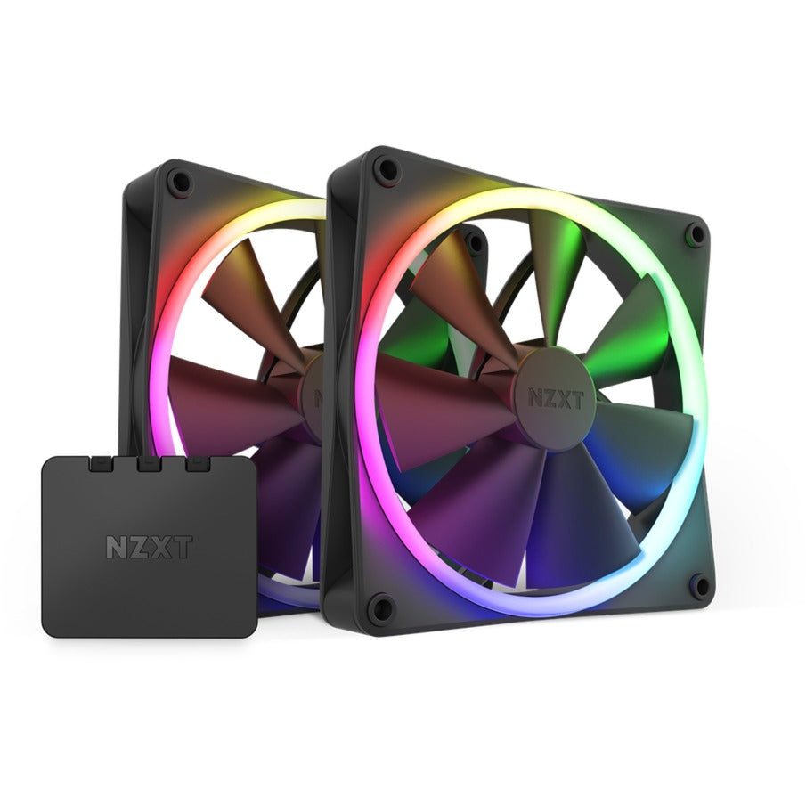 Nzxt f140 rgb case fans (black, 2 pack, 140 x 140 x 26 mm, pwm, incl. controller)