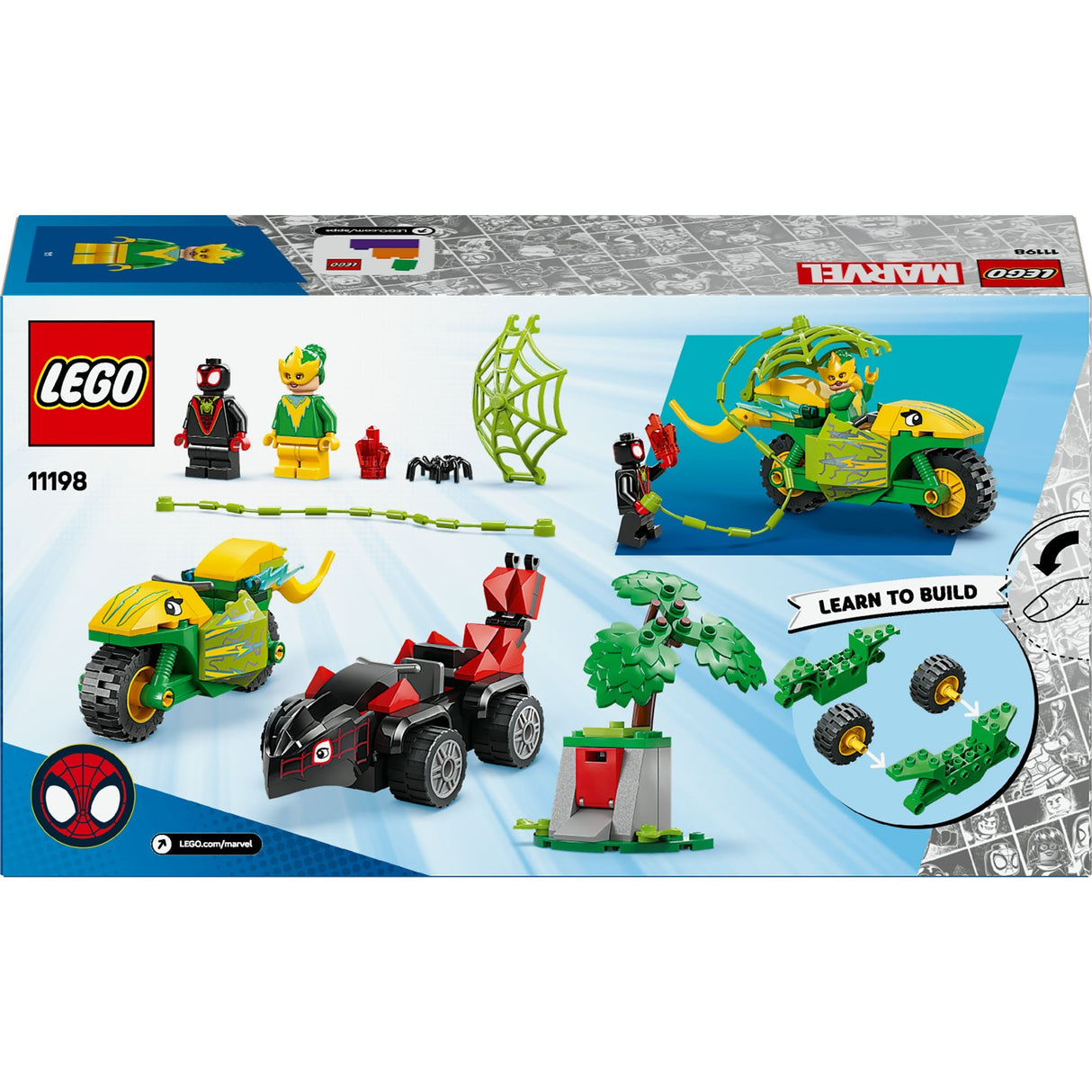 Lego spidey 11198 pavouk a elektrická honička s dinosauřími vozidly