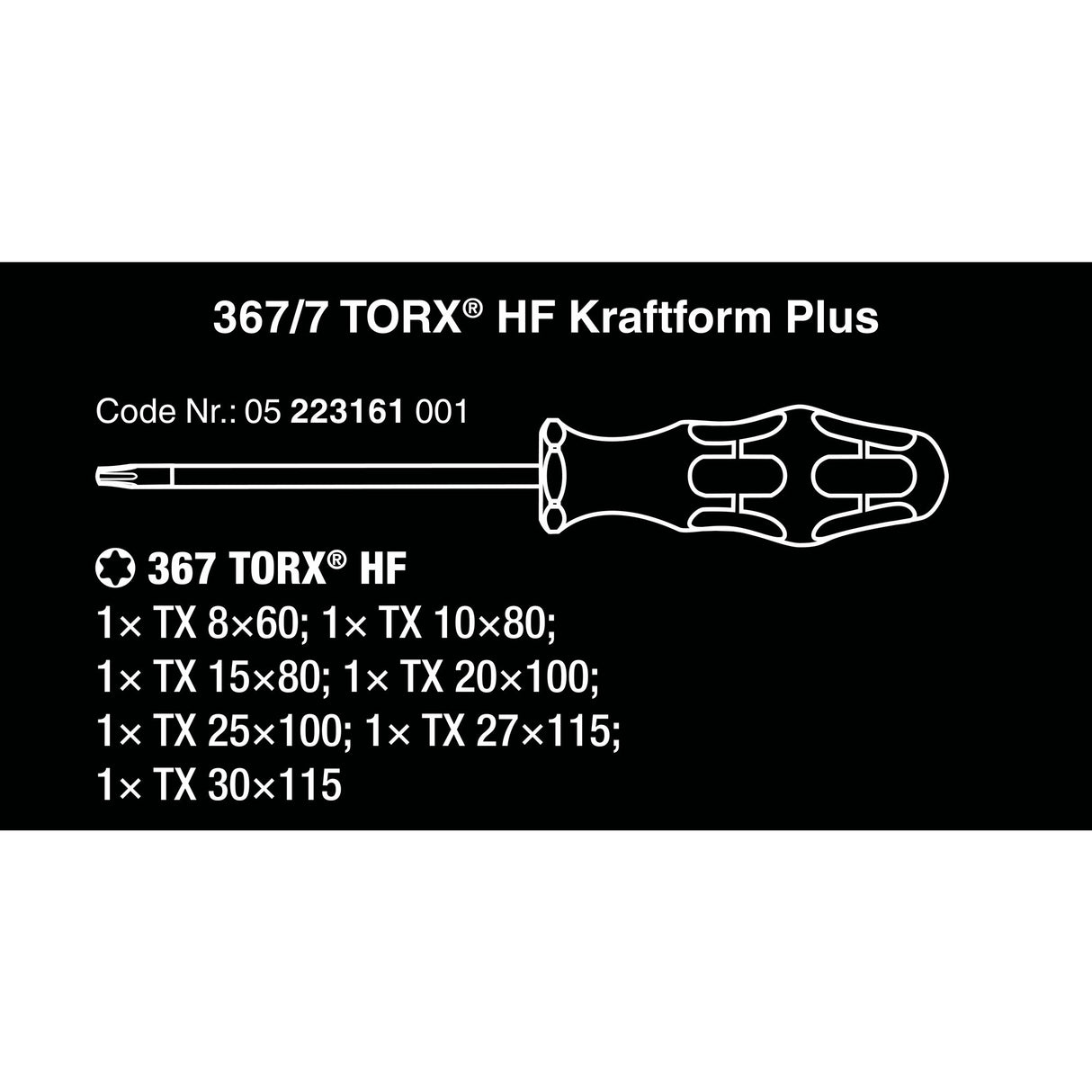 WERA 367 7 TORX HF SCREWRIVER SET KRAFTFORM PLUS +