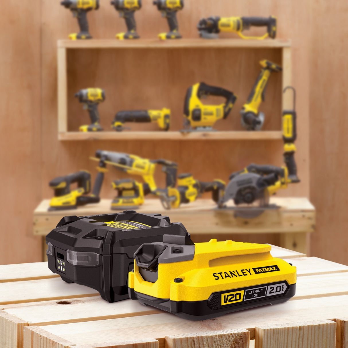Stanley fatmax sfmcb10d1 v20 18v стартов комплект | 1x2ah + зарядно - sfmcb10d1-qw