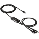 Club 3D USB Type-C Y Charging Cable to 2x USB Type-C Splitter Cable (Black, 1.83 meters, max. 100W)