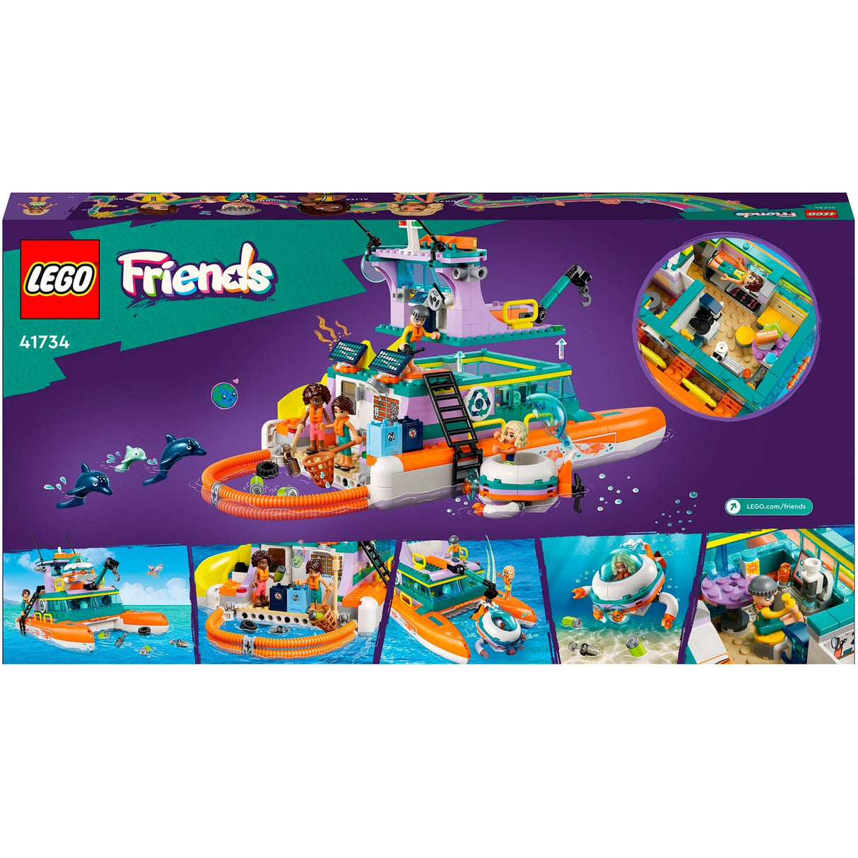 Amigos Lego - brinquedo de construção de barco de resgate marítimo (41734)