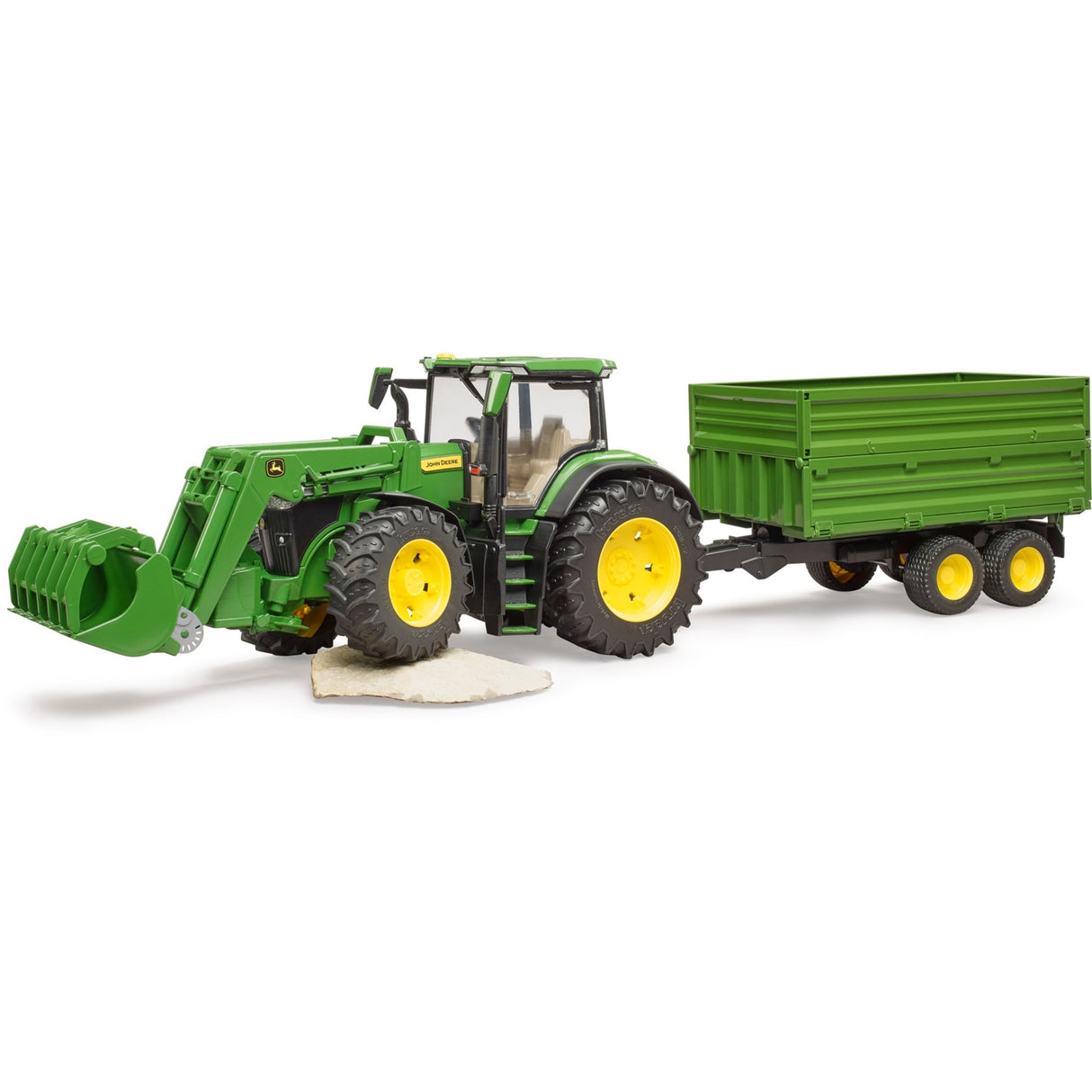 Trator Bruder John Deere 7R 350 com reboque