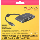 DeLOCK USB-C samec > HDMI samica + USB-A + USB-C PD