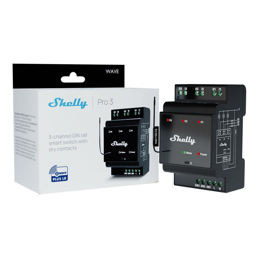 Shelly Qubino Wave Pro 3 Relay (black, Z-Wave)