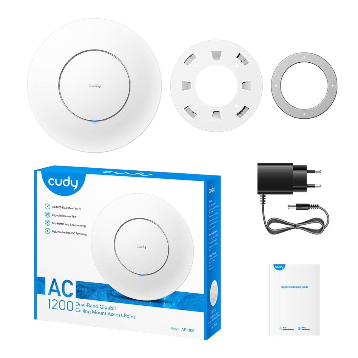 Cudy AC1200 Wi-Fi Gigabit Access Point (White, Mesh)