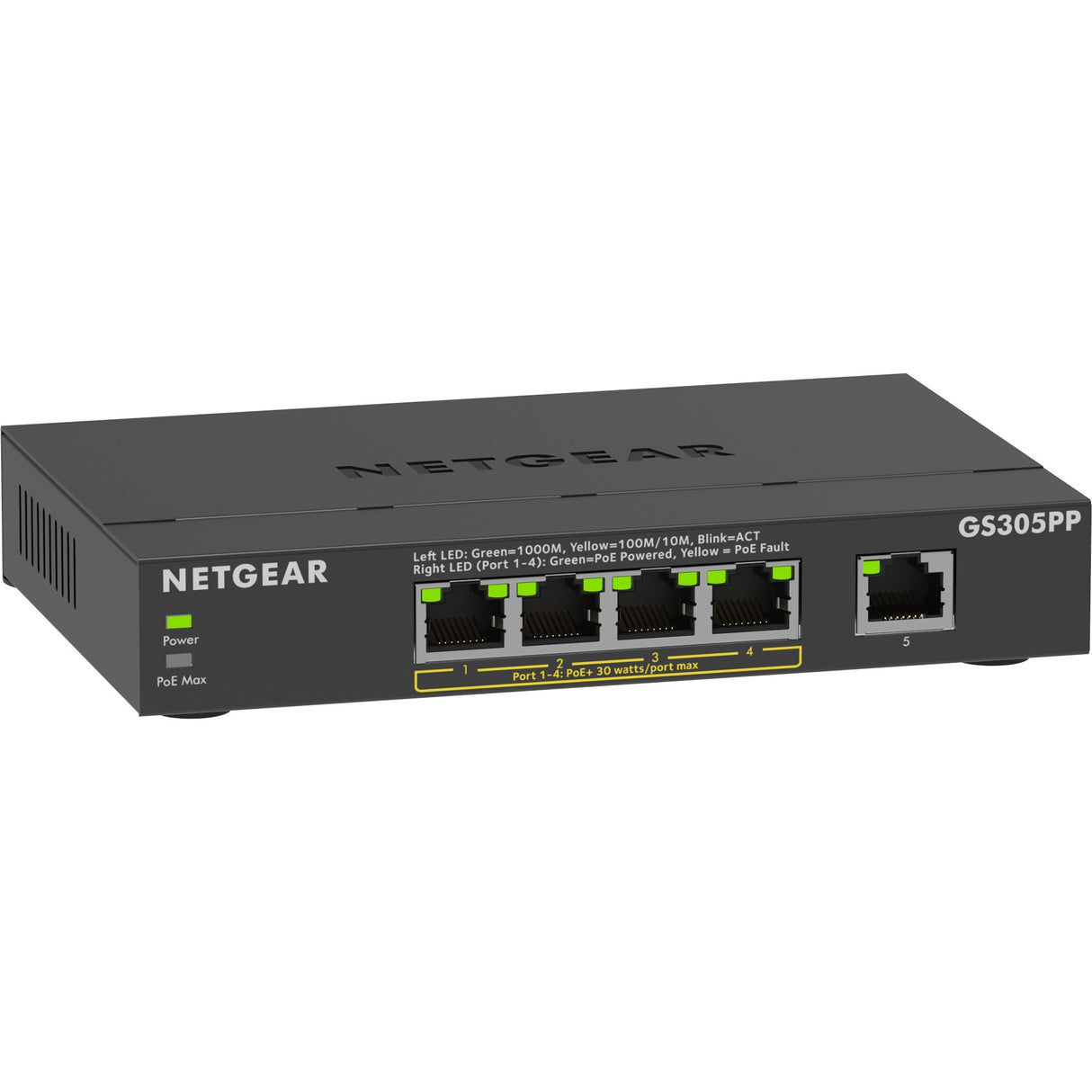 Netgear 5-port gigabit ethernet poe+ unmanaged switch (gs3