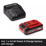 Einhell batteri vinkelslip te-ag 18 125-2 li (1x4,0 ah) vinkelslip (röd svart, inkl. 4,0 ah power x-change batteri och laddare)