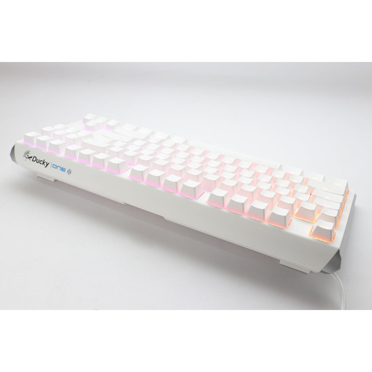 Ducky One 3 Classic Pure White TKL, keyboard (white, US layout, Cherry MX Silent Red, RGB LED, double-shot PBT, hot-swappable, Quack Mechanics, 80%)