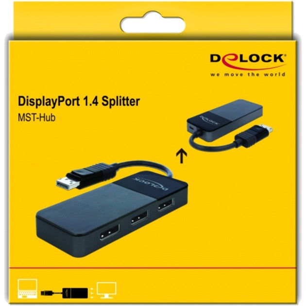 Delock DisplayPort 1.4 in > 3x DisplayPort out DisplayPort splitter (black, 0.12 meter)