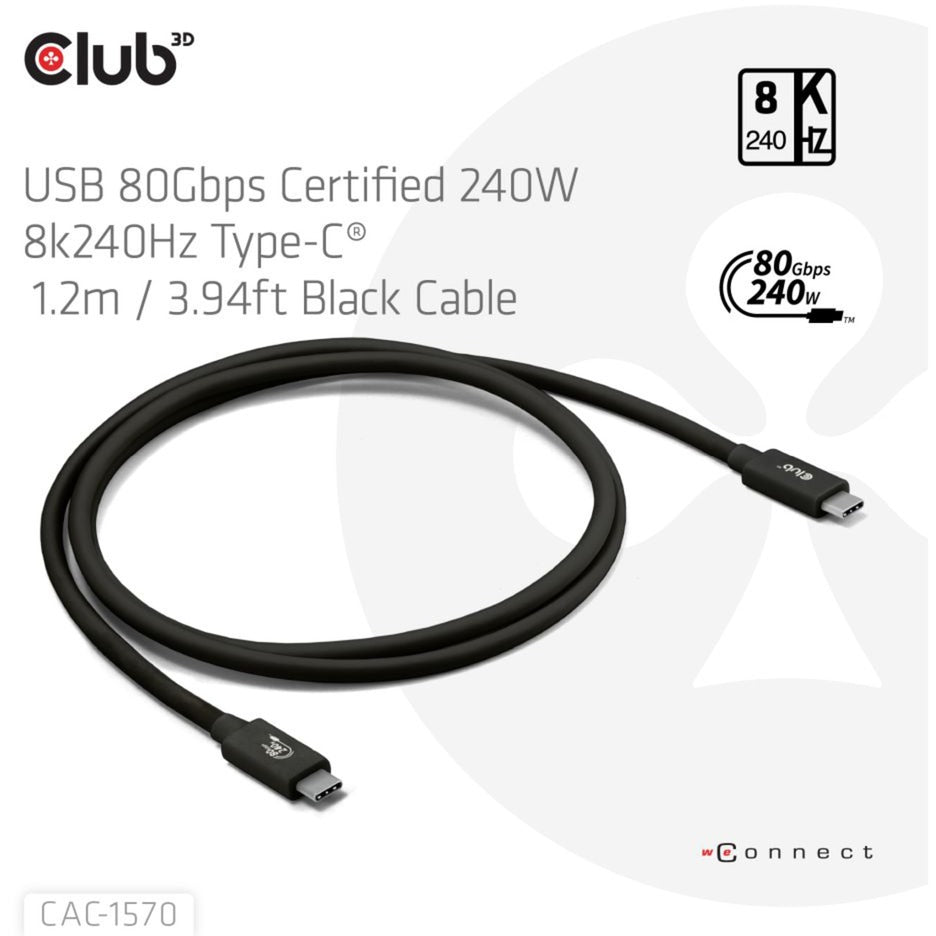 Club 3d usb-c 80gbps certificeret 240w 8k 240hz