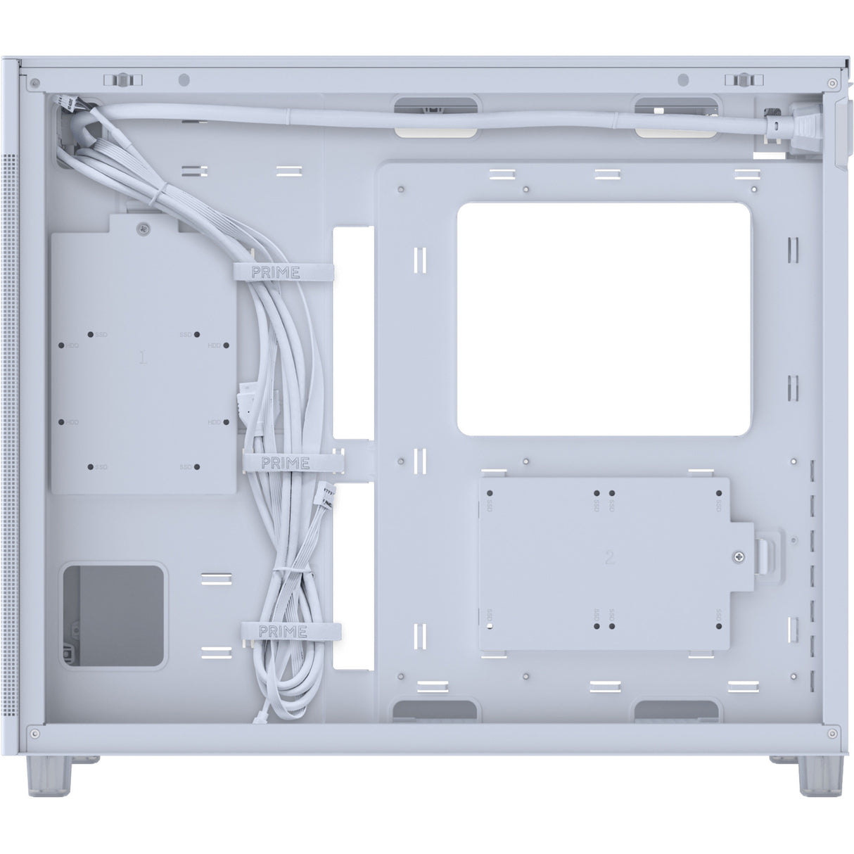 Asus prime ap303 - tempered glass panel midi tower behuizing (wit | 2x usb-a | 1x usb-c | tempered glass)