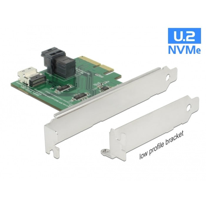 Delock PCI Express x4 Card U.2 NVMe to 1 x internal SFF-8654 4i + 1 x internal SFF-8643 – Low Profile Form Factor Adapter (silver)