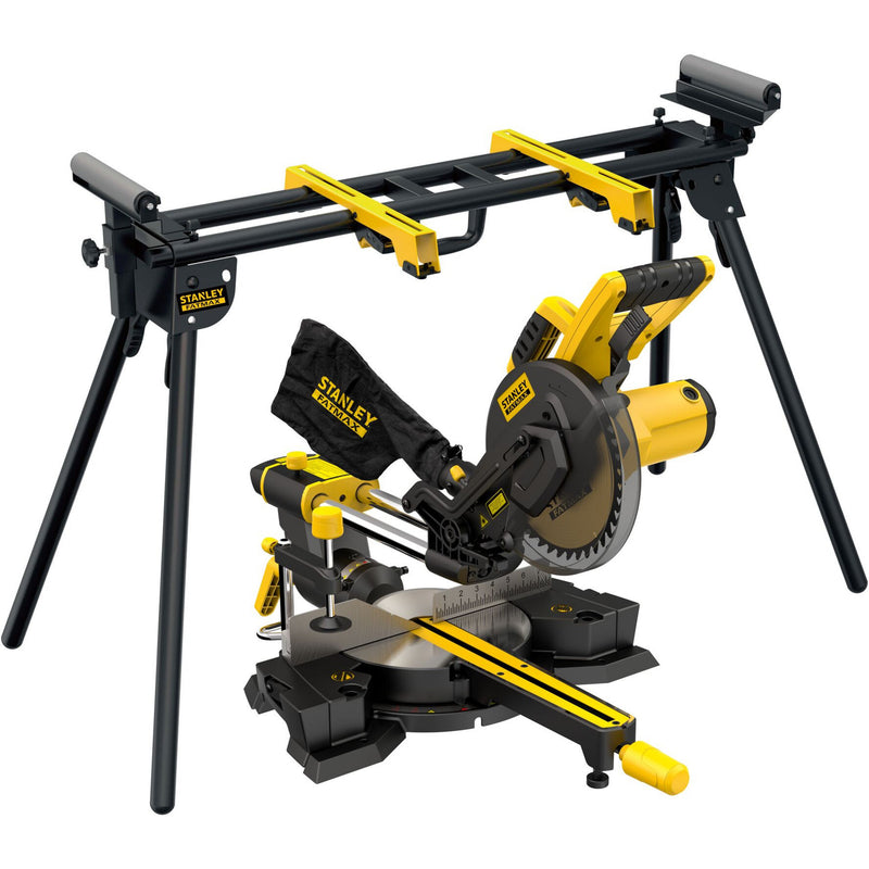 Stanley 1500w 216mm напречен и торцов трион с трионна маса (жълто черно)
