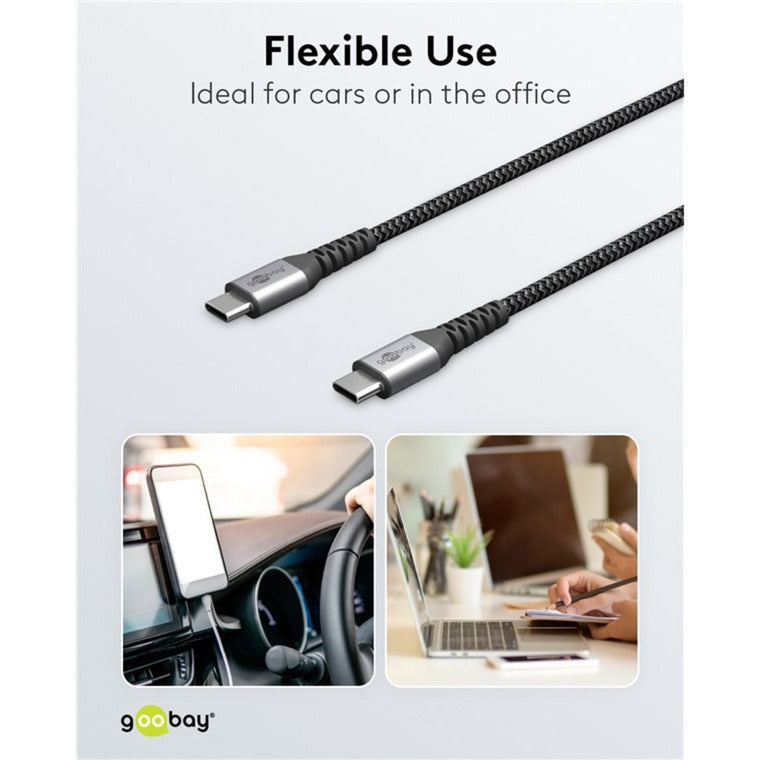 Goobay USB-C Fast Charger Nano (65 W) a USB-C Textilní kabel