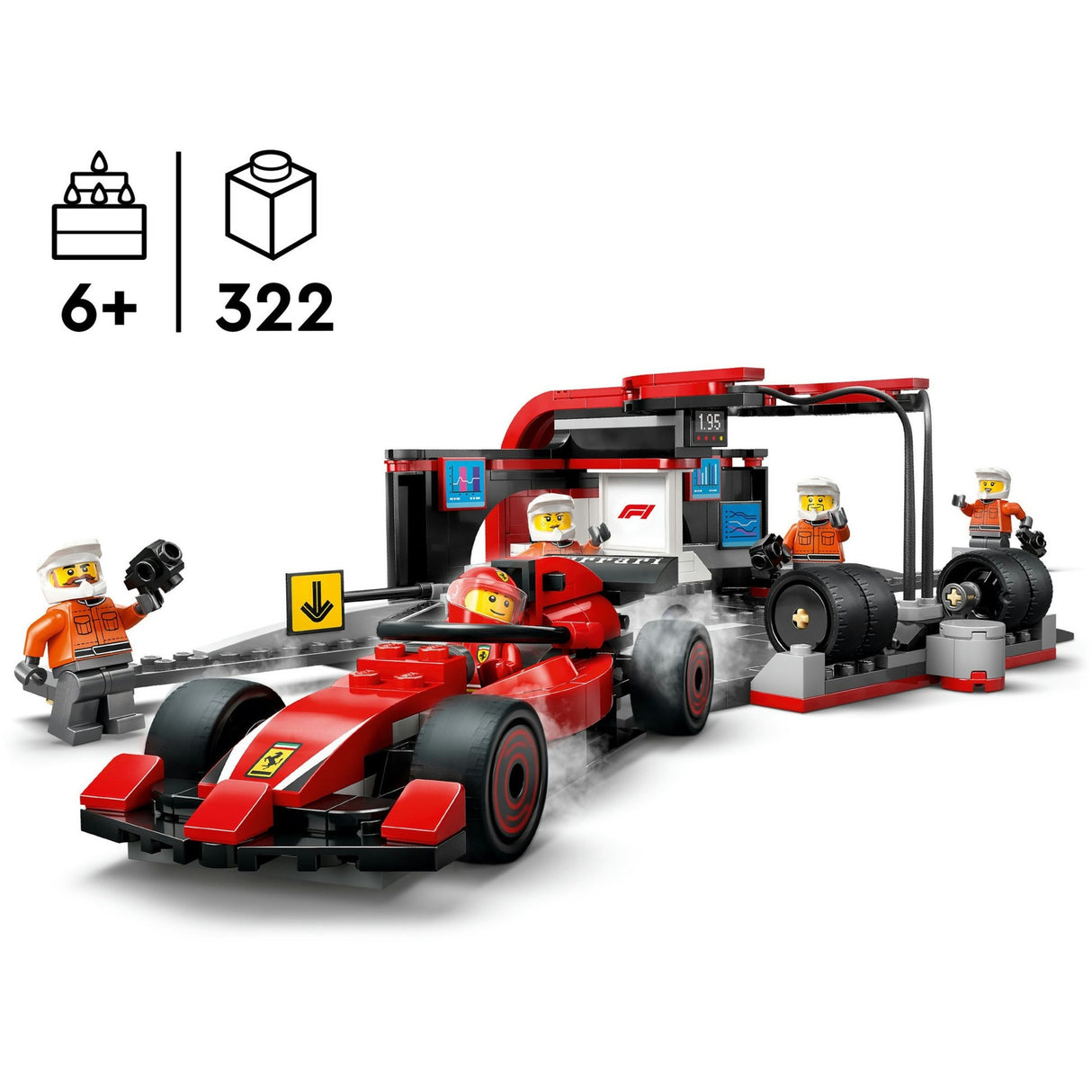 Lego 60443 City F1 Pit Stop e Pit Crew con Ferrari