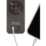 Brennenstuhl ecolor 4-voudige stekkerdoos met 2 usb-laadaansluitingen stekkerdoos (wit zwart, 2x usb-c)