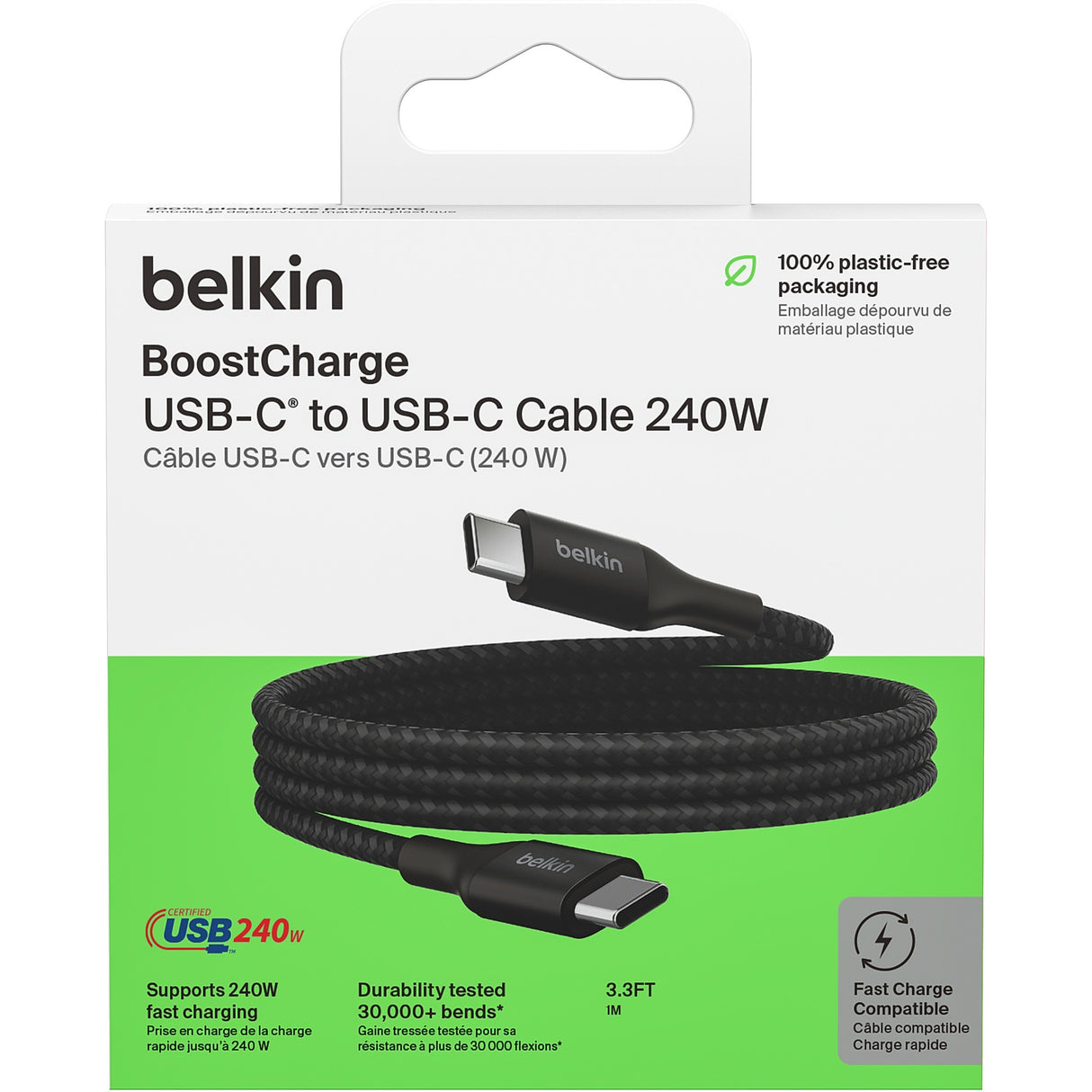 Belkin BoostCharge USB-C to USB-C Cable (Black, 1 meter, 240W)