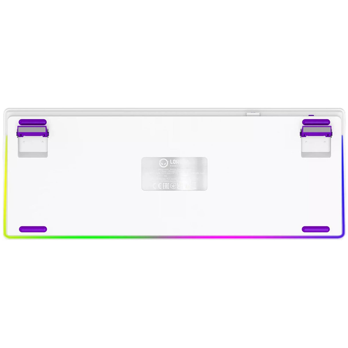Lorgar kbp70tklw, gaming toetsenbord (wit, us lay-out, logar toxic purple, tkl, rgb, hot-swappable, pbt double-shot, bluetooth 2.4ghz usb)