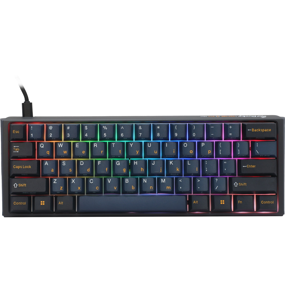 Ducky One 3 Pro Mini, gaming keyboard (black, US layout, Cherry MX2A Brown, RGB LED, double-shot PBT, Quack Mechanics, 60%, hot-swap)