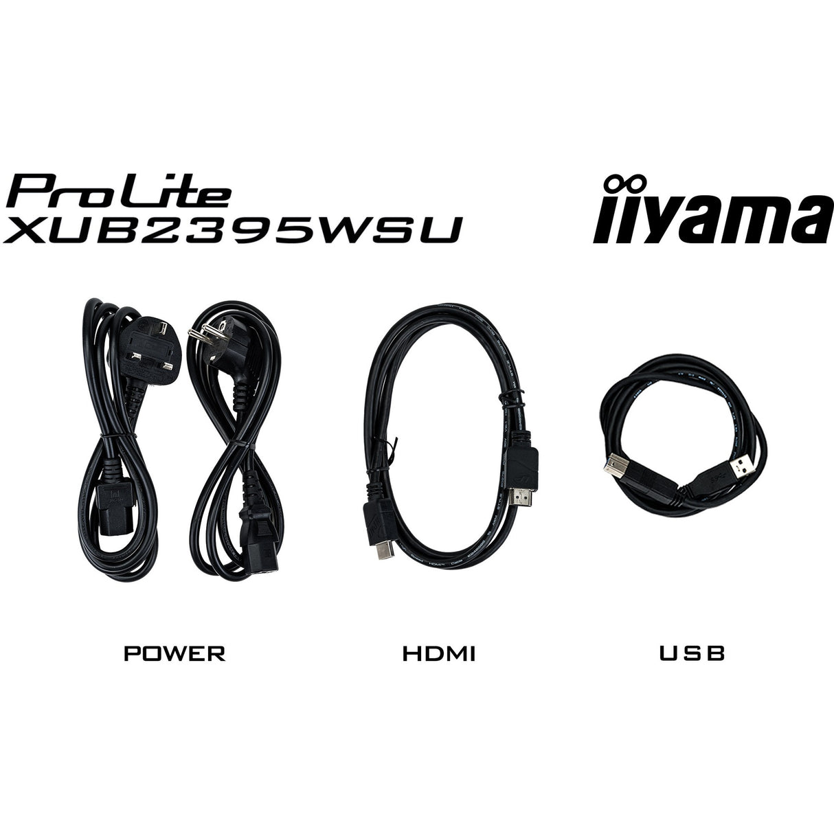 Iiyama prolite xub2395wsu-b5 22.5 monitor (black, hdmi, displayport, vga, 2x usb-a, usb-b)