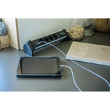 Brennenstuhl Alu-Office-Line Socket med USB-lastefunksjon 4-