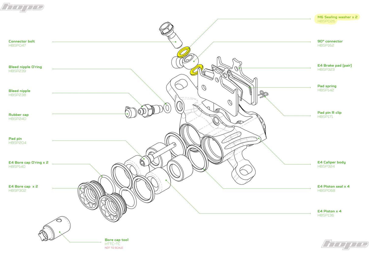 Hope m6 copper washers for brake hose (10 pieces)
