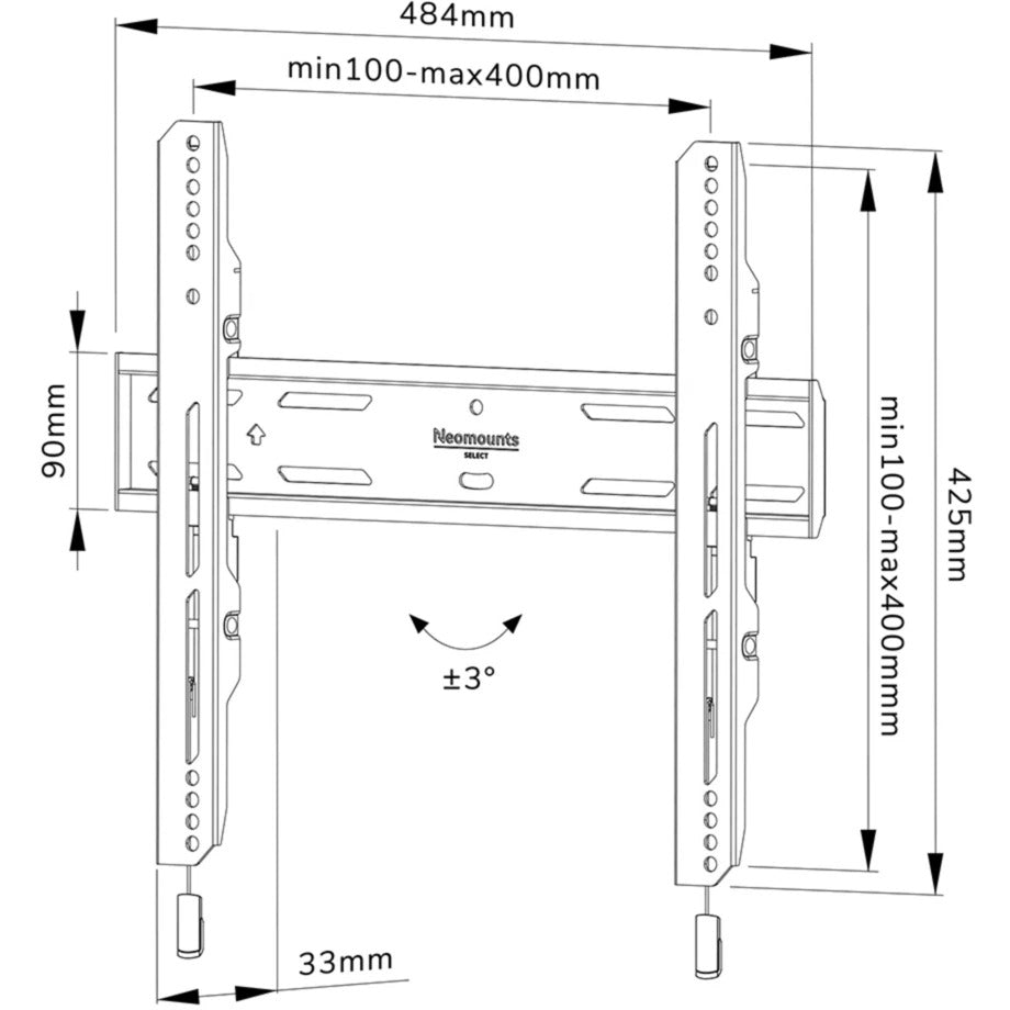 Neomunts wielt WL30s-850bl14 flaach Mauer Support