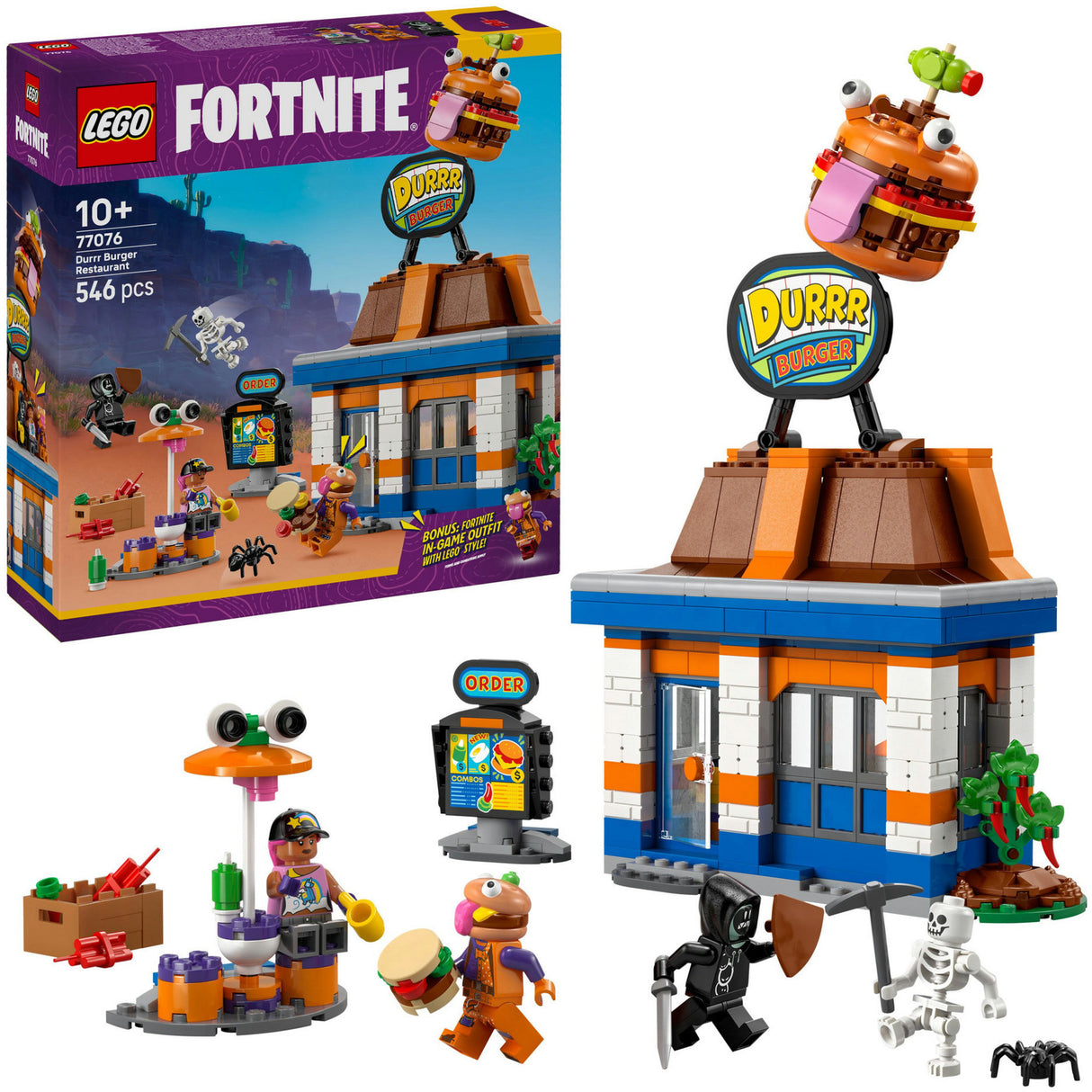 Lego fortnite 77076 durrr mėsainių restoranas