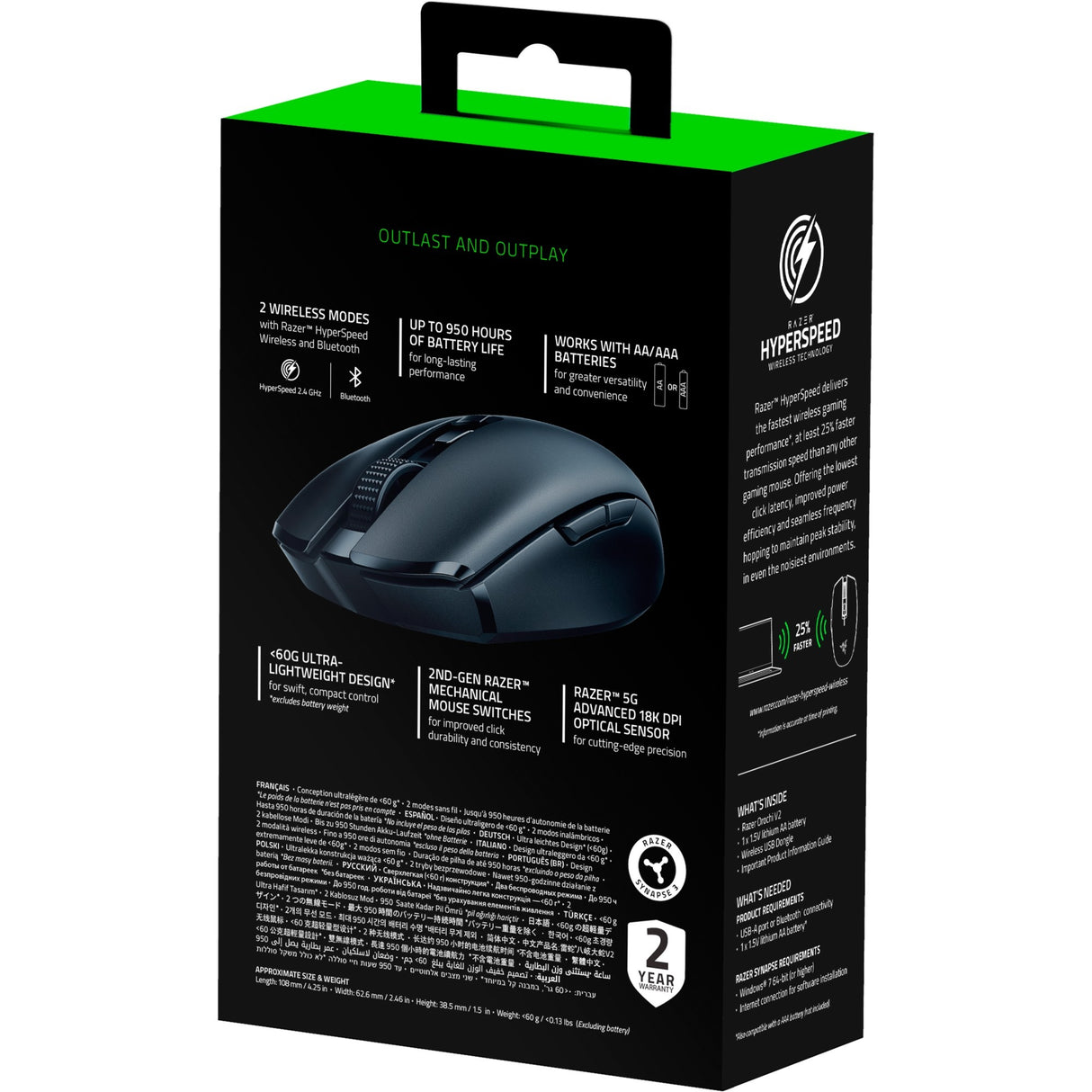 Razer Orochi V2 Mobile Wireless Gaming Mouse (Black, 18,000 DPI, 2.4 GHz + Bluetooth)