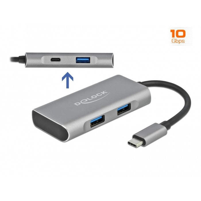 Delock External USB 3.2 Gen 2 USB Type-C Hub USB-Hub (Grey)