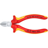 Alicate de corte lateral Knipex cromado isolado com cabos multicomponentes, testado VDE 125 mm - 7006125