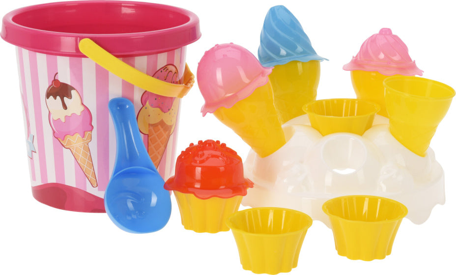 Kostenloser und einfacher Strandeimer mit Eiscreme, 11-teilig, rosa