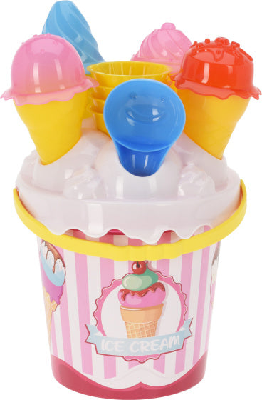 Kostenloser und einfacher Strandeimer mit Eiscreme, 11-teilig, rosa