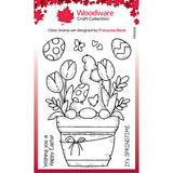 Woodware • clear singles stamp flower pot gnome