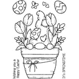 Woodware • clear singles stamp flower pot gnome