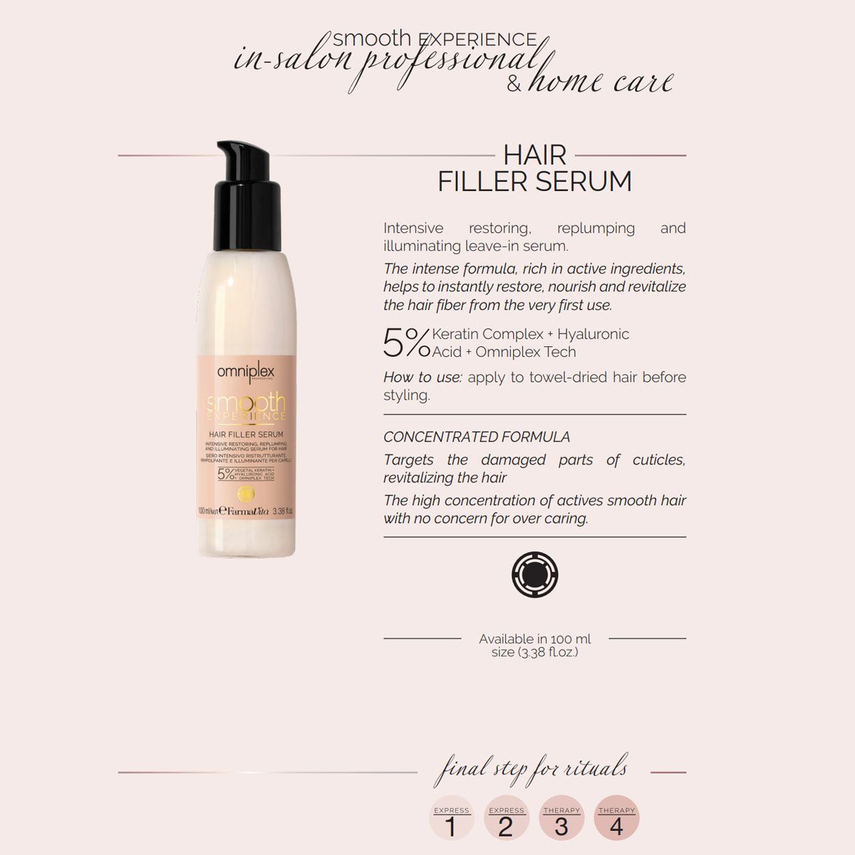 Farmavita omniplex smooth experience hair filler serum 100ml