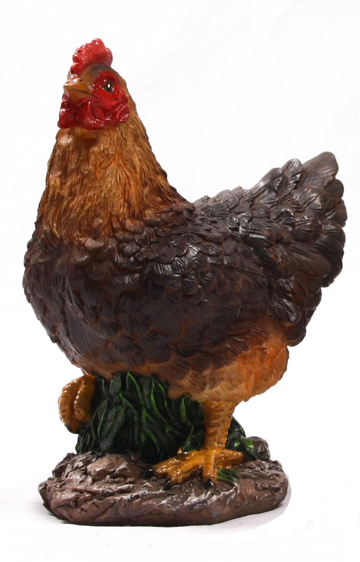 Farmwood animals tuinbeeld kip mini bruin 5x5x12cm