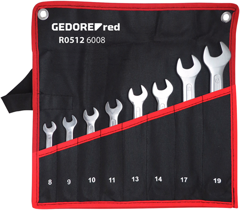 Gedore punainen Kaksinkertainen kiintoavainsarja lyhyt SW 6-22 mm 8-osainen Musta