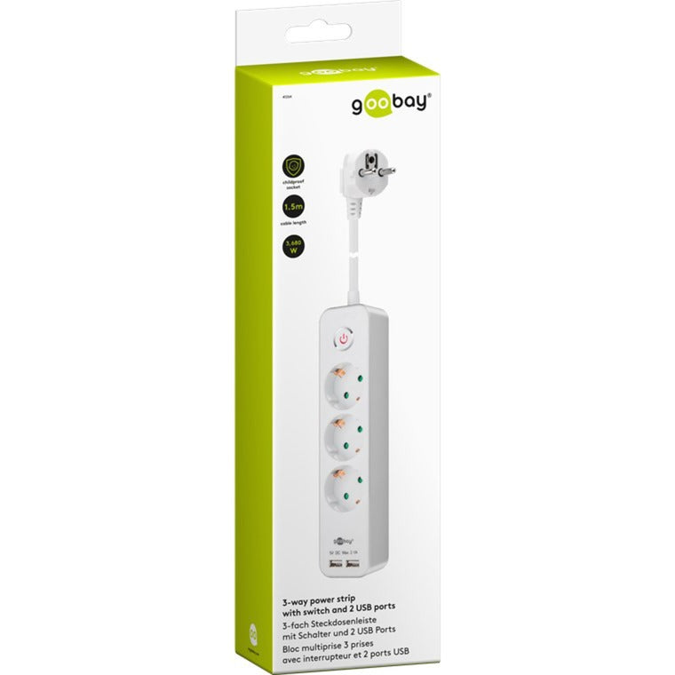 Presa a 3 vie Goobay con interruttore e USB