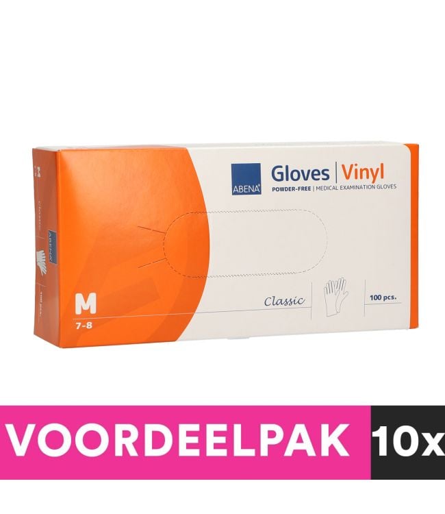 Abena Poedvije Vinyl Gloves Size Medium 100 Pieces Discount Package