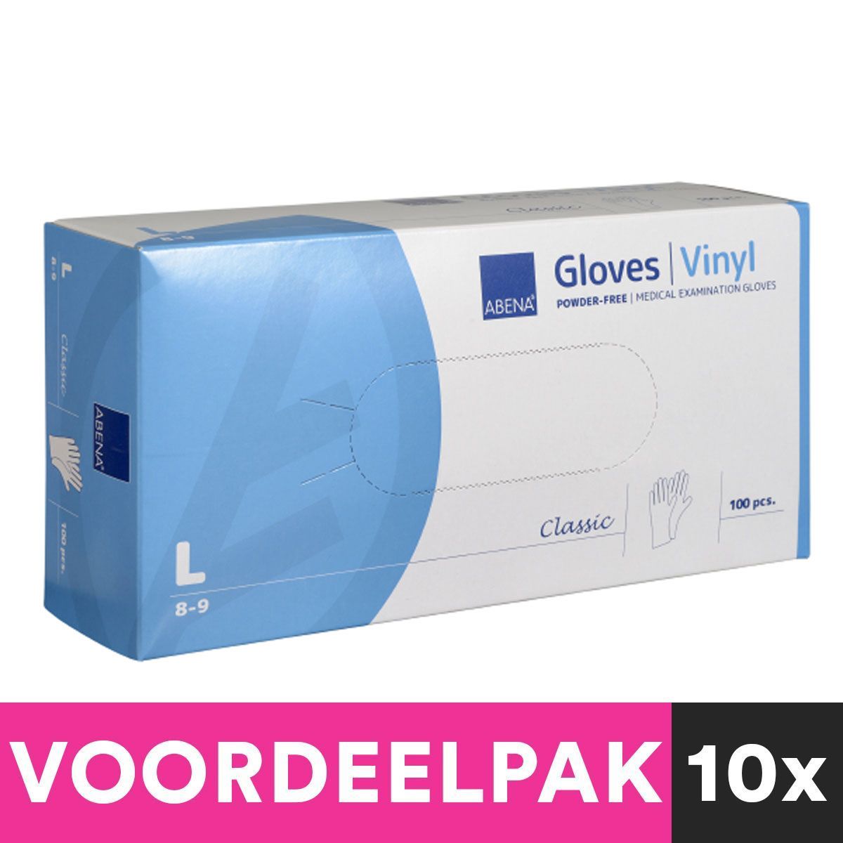 Abena powder-free vinyl gloves size large 100 pieces value package