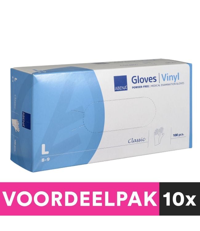 Abena Poedvije Vinyl Gloves Size Large 100 Pieces discount package