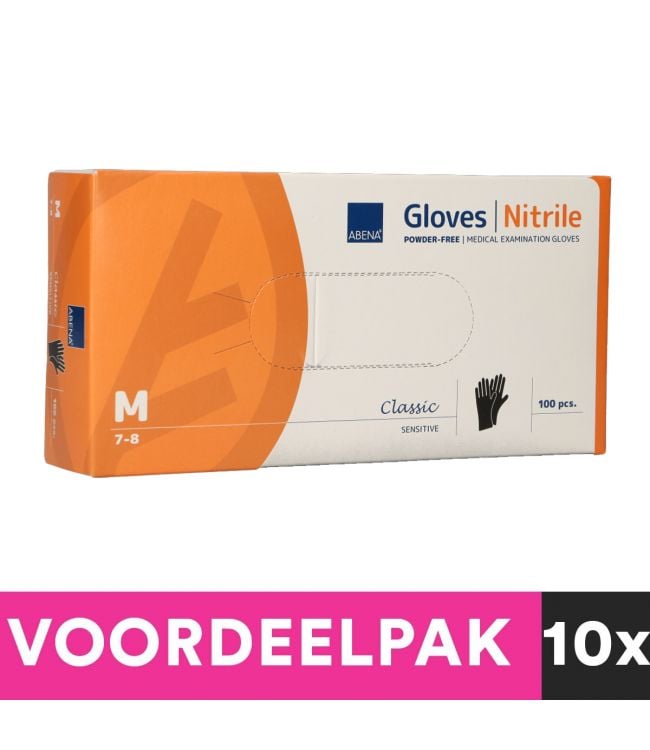 Abena Powded Nitrile Gloves Size Medium 100 Pieces Black discount package