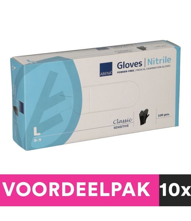 Abena powded Nitrilhandschuhe Größe Groß 100 Stück Schwarzer Rabattpaket