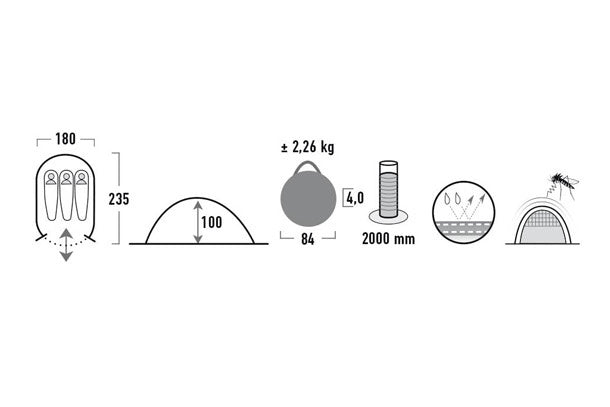 High Peak Pop-Up Tent Vision 3-person 235 x 180 x 100 cm sort