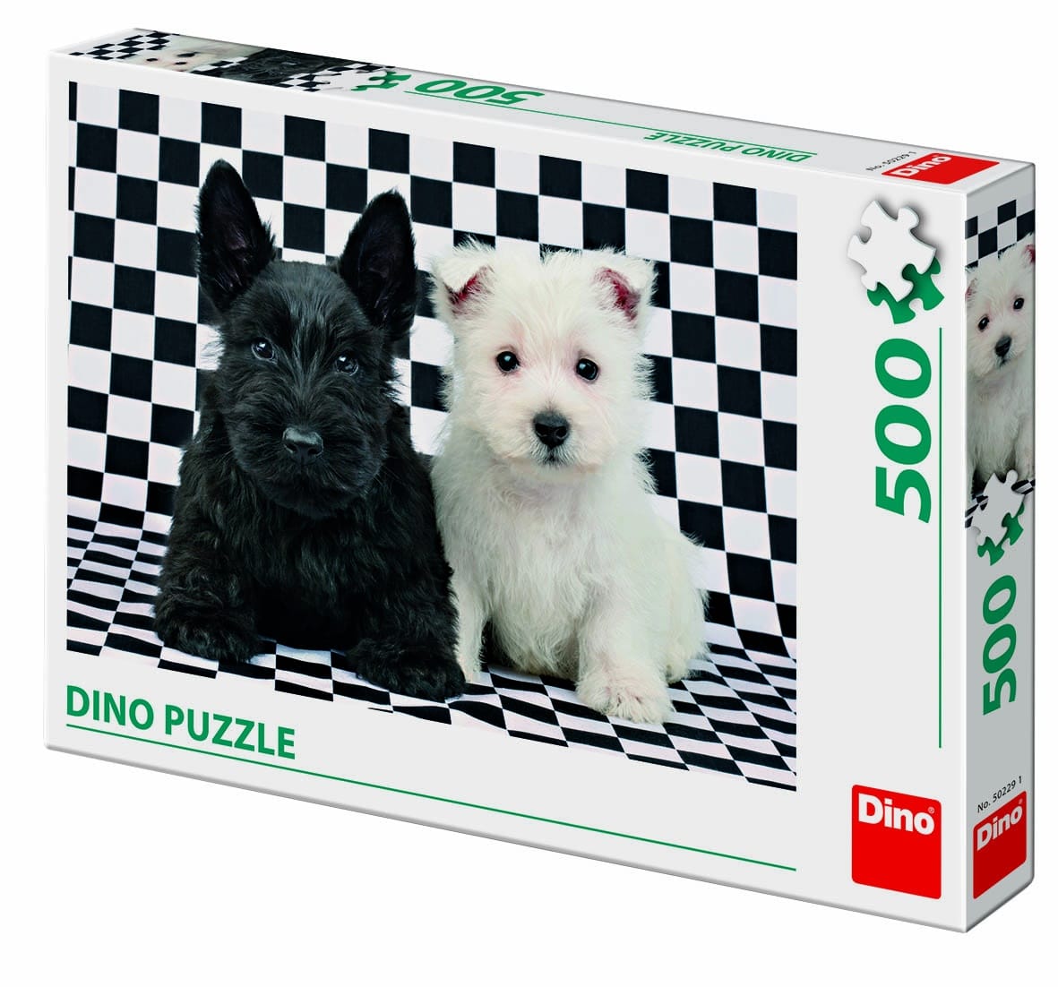Dinotoys Dino Puzzle - 2 roztomilé štěně; S v černé a bílé - 500 kusů